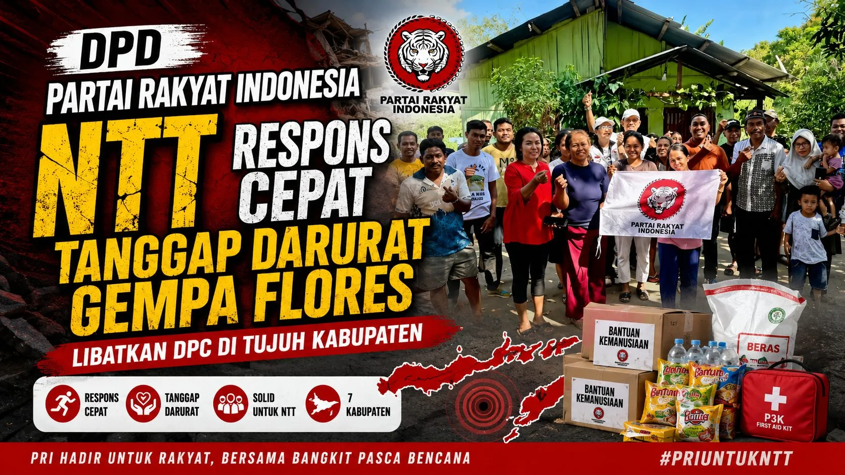 DPD Partai Rakyat Indonesia Nusa Tenggara Timur Respons Cepat Tanggap Darurat Gempa Flores, Libatkan DPC di Tujuh Kabupaten